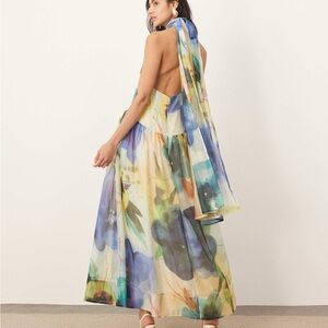 ARRANGE • Halter neck chiffon maxi dress